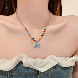 Pendant Necklaces Colorful Beads Cute Cloud Necklace Advanced Collarbone Chains Sweet Cool Collar Jewelry Women