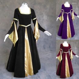 Casual Dresses Women Mediaeval Renaissance Dress Retro Gothic Royal Court Cosplay Costume Flare Long Sleeve Waist Gown