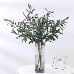 Decorative Flowers Beautiful Simulation Plant Lightweight Artificial Anti-fade Easy Maintain Olive Tree Branch Silk