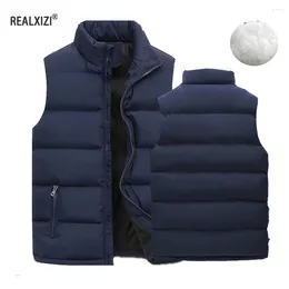 Men's Vests Men' Sleeveless Waistcoat Winter Brand Vest Stand Collar Warm Zip Up Jackets Male Autumn Plus Size Coats Streetwear Clothing