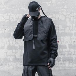 Men's Tracksuits Dark Hoodie Men Fall Long Sleeve Loose Techwear Women Style Tactical High Street Vest