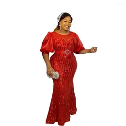 Ethnic Clothing African Evening Dresses For Women 2023 Fashion Plus Size Sequin Red Party Maxi Long Dress Dashiki Africa