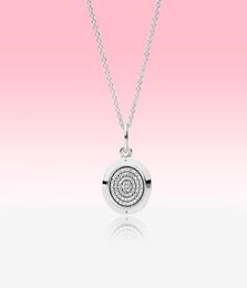 CZ diamond Disc Pendant Necklace Women Mens Fashion Jewellery for 925 Sterling Silver Chain Necklaces with Original gift Box4499571