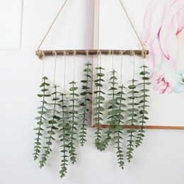 Decorative Flowers Simulated Eucalyptus Dream Catcher Artificial Leaf Green Plant Hanging Welcome Doorplate Wall Ornaments