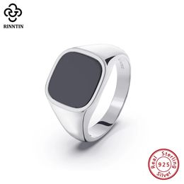 Wedding Rings Rinntin 925 Sterling Silver Signet Style Classical Simple Plain Wedding Engagement Statement Band Rings for Men Jewellery NMR01 231214