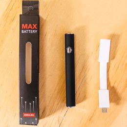 Max vape pen battery preheating battery 510 thread slim pen 380mah 2.7v-3.6v bottom adjustment voltage