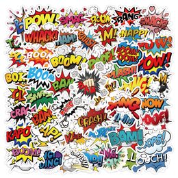 52pcs wholesale BAM BOOM CRASH BANG creative graffiti Waterproof PVC Stickers Pack For Fridge Car Suitcase Laptop Notebook Cup Phone Desk Bicycle Skateboard Case.