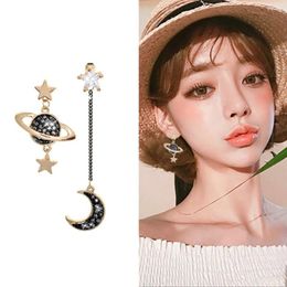 Dangle Earrings Korean Drop For Women Vintage Crystal Star Moon Panlet Asymmetry Long 2023 Fashion Brincos