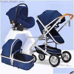 Strollers# Strollers# High Landscape Baby Stroller 3 In 1 Mom Pink Travel Pram Carriage Basket Car Seat And Trolley Drop Delivery Baby Kids Mate Dhemu Q231215
