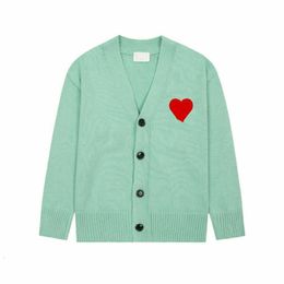 Amis Cardigan Amisweater Paris Fashion Mens Designer Knitted Embroidered Red Heart Casual Loose Clothes Tops Men Women Luxury Jumper Sweat Pull Pullover Y0tc