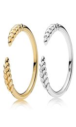 Stylish and smart wheat ear ring for 925 sterling silver plated 18K gold open grain ring ladies jewelry with original box7880473