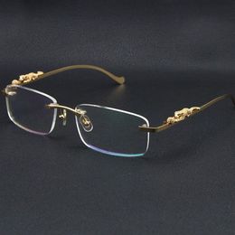 Rimless leopard series Eyeglasses Women Fashion Sunglasses Stainless steel Cat Eye Eyewear Large Square Glasses with box C Decorat265c