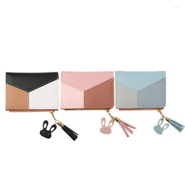 Wallets Retro Women Contrast Colour PU Mini Wallet Casual Ladies Coin Purse Small Card Holder