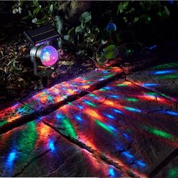 Solar Lamps Rotating Led Light Colourful Energy Saving Projection Bulb Lights Use 14500 Waterproof Lamp Garden Lawn Outdoor Tool222U