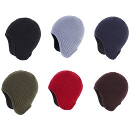 BeanieSkull Caps Connectyle Men Warm Winter Hats Cable Knit Fleece Lined Earflap Hat Daily Beanie Watch Cap 231212