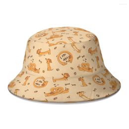 Berets I Love Dachshund Dog Dogs Pet Puppy Bucket Hat For Women Men Students Foldable Bob Fishing Hats Panama Cap Autumn