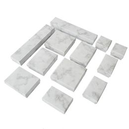24pcs cardboard Jewellery box display box necklace bracelet earrings square rectangular marble white WY6063148