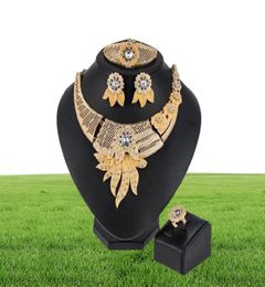 Earrings Necklace Exquisite Fashion African Women Costume Jewellery Set Nigerian Wedding Designe Dubai Gold Bridal Whole87698955064175