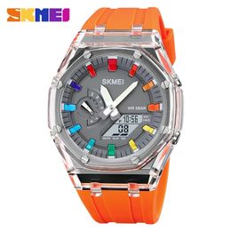 Wristwatches SKMEI 2100 Outdoor Sport Men Watch Waterproof Shock Resistant Digital Watch Simple Colourful LED Display Watches reloj hombre 231214