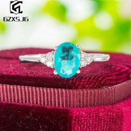 Cluster Rings GZ Brazilian Paraiba Tourmaline Gemstones Ring For Women Genuine 925 Sterling Silver White Rhodium Engagement Size 4306b