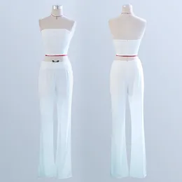 Women's Two Piece Pants Fashion 2pcs Sets Women Vest Tank Crop Tops And Wide Leg Suits White Outfit Outerwear