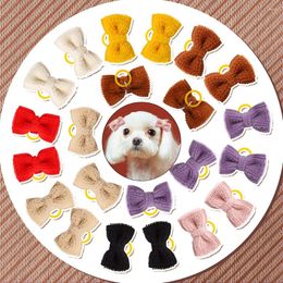 Dog Apparel 10pcs Pet Hair Bows Bowknot With Rubber Bands Soft Grooming Mix Color Plush Bow Gift For Small Accessories