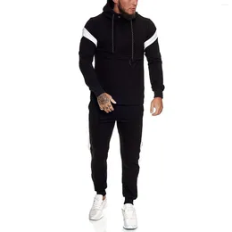 Men's Tracksuits Casual Sports Suit Color Blocking Sweatshirt Trendy Fashion Two Piece Men Jacket And Pants For
