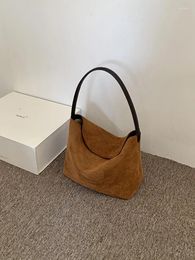 Evening Bags Autumn Winter Retro Suede Bag Women's Korean Vintage Design Handbag Versatile One Shoulder Underarm With Lid
