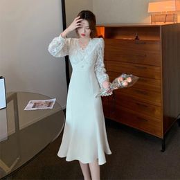 Casual Dresses Elegant And Pretty Women's 2023 Spring Fishtail Long Dress Design Sense Lace Splice For Women