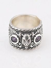 S925 retro sterling silver inlaid tiger head ring trend hip hop men and women couple Jewellery gift4506948