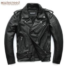 Men's Leather Faux MAPLESTEED Classical Motorcycle Jackets Men Jacket 100 Natural Cowhide Thick Moto Winter Sleeve 6169cm 8XL M192 231214