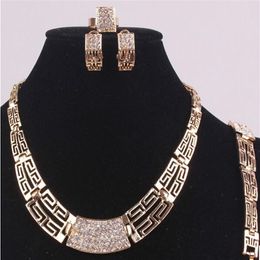 14K Gold Filled Austrian Crystal Ancient Egyptian Culture Wedding Bridal Party Necklace Bracelet Earrings Ring Jewelry Set205o