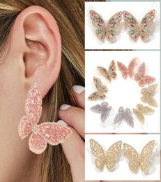 4 Colors Personalized Rose Gold Cubic Zircon Big Butterfly Earrings Punk New Fashion Stud Earring Bling Diamond Ear Jewelry Gifts 8865804
