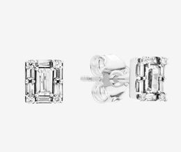 NEW Sparkling Square Halo Stud Earrings Womens Fashion Jewelry with Original box for 925 Sterling Silver CZ diamond EARRING8256032