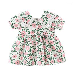 Girl Dresses Summer Outfits Born Clothes Baby Dress Korean Cute Doll Collar Cotton Flowers Princess Toddler BC009-1