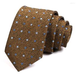 Bow Ties Gentleman Business 2023 High Quality Brown 7CM Tie For Men Work Necktie Fashion Formal Neck Gift Box