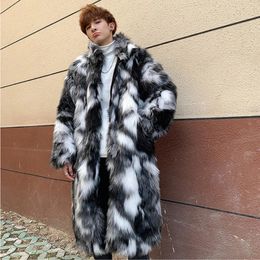 Men's Fur Faux Fur Winter Fur Coat Men's Warm Thick Parka Men Fashion Casual Long Coat Man Streetwear Wild Loose Jacket Male Clothes Overcoat S-6XL 231213