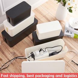 New Cable Storage Box Plastic Power Strip Cable Storage Container Cord Hider Box Cord Organizer Storage Case Socket Box For Home Y255U