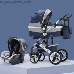 Strollers# 2023 new baby stroller baby stroller 3 in 1 High Landscape Car stroller with bassinet Newborn Portable Travel Baby Carriage L230625 Q231215