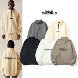 Fog feel of God essentials multi thread back printed half zipper 21 new plush sweater trend