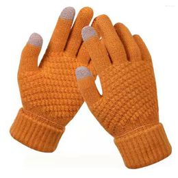 Cycling Gloves 1 Pair Winter Warm Men Women Thick Knitted Full Finger Non-slip Touch Screen Outdoor Running Warming 2023