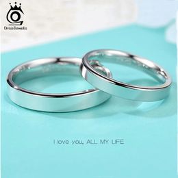 Wedding Rings ORSA JEWELS 925 Sterling Silver Men Women Rings Classic Simple Style Plain Ring Anniversary Couple Wedding Ring Jewellery SR73 231214