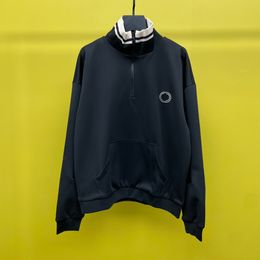 High quality designer hoodie fashion half zipper design US size black hoodie highend brand luxury mens hoodie