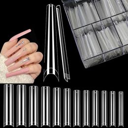 False Nails 240Pcs/Box Extra Long Coffin Nail Tips XXXL NO C CURVE Clear For Acrylic Professional Flat Tapered Square