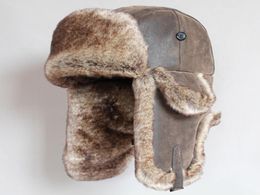 Winter Bomber Hats Vintage Russian Ushanka Caps Men Women Faux Fur Trapper Hat PU Leather Wind Proof Earflap Trooper Hats Y2001106589575