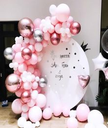 101pcs set Pastel Rose Gold Pink Balloon Garland Arch Kit Anniversary Birthday Party Decorations Balloon Adult Baby Shower Girl T1000202