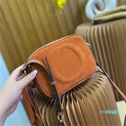 Velvet Camera Bag Shoulder Purse Lady Handbag Two Letter Print Leather Shoulder Strap Zipper Open Classic Clutch Wallet