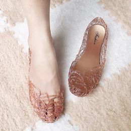 Sandals Summer Jelly Ladies Flat Hollow And Slippers Mother Dancing Shoes Single Beach Light Sandal Platform