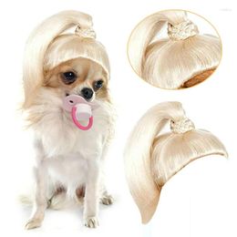 Dog Apparel Pet Wigs Beige Solid Colour Costume Accessories For Cats/ Dogs Hairpiece Halloween/ Festival Puppy