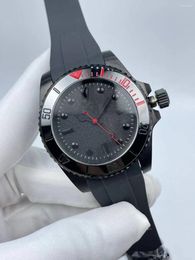 Wristwatches "Stylish Frosted Black Watch For Men With 40mm Dial Red Second Hand And Waterproof Functionality"
